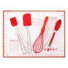Venta Directa de Fábrica Pinzas de Comida de Silicona, Set de 5 Piezas de Herramientas para Hornear, Brocha de Aceite para Pasteles, Raspador de Crema, Tapete de Silicona para Amasar