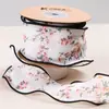 Cinta de gasa para nieve con borde negro floral colgante DIY lazo para empaque de flores adornos para el cabello cinta de gasa colgante con línea de pesca