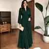 Vestido largo de manga larga ajustado, adelgazante y plisado, estilo francés, transfronterizo europeo y americano, vestido de noche 2026