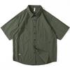 Camisa de Trabalho de Manga Curta Masculina Verão Fina Solta para Gordinho Camisa de Meia Manga Estudante Bonito Plus Size Jaqueta