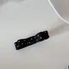 Grampo de Cabelo Preto e Branco com Bolinhas e Laço Estilo Coreano, Pente para Franja Lateral, Presilha Versátil para Rabo de Cavalo, Elástico de Cabelo Elegante para Mulheres