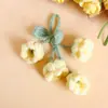 Bolsa de crochê de lã com ornamentos de flor de lírio e orquídea, flor acabada, estilo Ins, coração de menina, chaveiro de flor eterna, pequeno presente