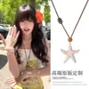 Colar Lucky Star Dopamine Little Star Minimalista Exquisito Pentagrama Corrente Longa para Moletom Acessório de Estrela Versátil