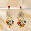 Aretes de Borla con Cuentas Retro Bohemios Moda Nicho Aretes Exagerados Estilo Étnico Aretes Largos para Mujer