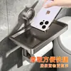 El fabricante suministra soporte para pañuelos de ventosa de aluminio espacial sin perforación, estante impermeable montado en la pared para baño, caja de pañuelos multifuncional para inodoro