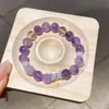 Pulseira de Franja com Contas de Ametista Natural e Cristal Pulseira de Luxo Leve High-End Nova Moda Chinesa Joia para Mulheres