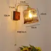Lámpara de pared retro de estilo silencioso, cobre completo, interruptor de cremallera junto a la cama del dormitorio, lámpara de pared de fondo para pasillo de casa de huéspedes, lámpara de nogal