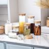 Pote de Vidro Selado com Tampa de Bambu 65mm Armazenamento de Cozinha Personalizado Pote de Armazenamento de Vidro de Qualidade Alimentar Pote de Chá
