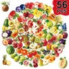56 Piezas de Pegatinas Impermeables de Frutas de Compra Directa Transfronteriza, Pegatinas Transparentes de Mascota sin Repetir para Diarios con Temática de Frutas y Decoraciones de Computadora