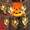 Luzes de Halloween Luzes de Corda Guiadas por Fantasmas Decoração de Festa Abóbora Morcego Aranha Fantasma Crânio Olhos Luzes de Corda de LED