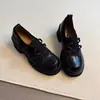 Mocassins retrô de couro macio com laço e sola grossa para mulheres, novidade outono 2026, slip-on, salto grosso, estilo britânico, sapatos de couro