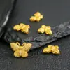 Plata de Ley S925 Chapada en Oro Diamante Racimo de Flores Mariposa Agujero Pasante Accesorios Joyería Hecha a Mano DIY Estilo Chino Fresco y Sencillo Cuentas Espaciadoras