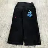 JeansJnco Y2K Personalizado para E-commerce Transfronteiriço, Modelo Largo com Bordado Vintage, Estilo Streetwear Hip-Hop, Calça Masculina de Perna Larga Harajuku