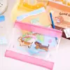 Bolsa de Grade A5 Gato Maçã Desenho Animado Bolsa de Lápis Menina Fofa Bolsa de Documentos Transparente Impermeável de PVC para Alunos do Ensino Fundamental