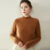 Nuevo Estilo Otoño/Invierno 2026 Cuello Alto Color Sólido Cachemir Capa Base Superior Suéter Grueso Amigable con la Piel para Mujer Mangas Raglán Holgado