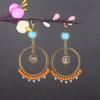Aretes Turquesa Bohemios Europeos y Americanos Retro Búho Geométricos Atrapasueños Pluma Borla Aretes Mujeres