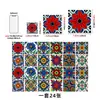 Pegatinas de Azulejo Autoadhesivas de PVC Retro Coloridas Étnicas Florales para Pared de Fondo de Estufa de Cocina Pegatinas Decorativas Cuadradas Transfronterizas