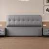 Cabecero Moderno de Nuevo Estilo Minimalista de Madera Maciza Color Crema Integrado de Lujo Ligero de Pie con Respaldo de Cojín Suave, Se Vende por Separado