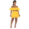 A7312 Conjunto de noche sexy de dos piezas con shorts con volantes de estilo europeo y americano