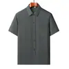 Camisas de Manga Corta para Hombres de Mediana Edad y Mayores, Ropa de Verano para Papás, Camisas de Tencel Holgadas con Cuello, Ropa de Color Sólido para Personas Mayores