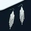 Brincos Longos Elegantes Estilo Coreano com Franjas de Strass para Mulheres, Brincos de Corrente com Garras Cravejados de Diamante para Vestido de Jantar, Joias Versáteis