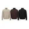 Ropa Vintage Yidao Otoño 2026 Nuevo Estilo Retro Americano Old Money Chaqueta Cardigan de Punto Trenzado Espiga con Cuello Alto para Hombre