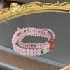 Pulsera de cristal en polvo natural de doble círculo apilada usando pulsera de un solo círculo de cristal de fresa ágata doble anillo corredizo pulsera joyería pulsera venta al por mayor