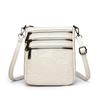 Bolsa de Ombro Casual com Relevo para Senhora de Meia-Idade, Bolsa Saco de Alta Qualidade, Bolsa Transversal Versátil com Múltiplos Zíperes para o Dia a Dia