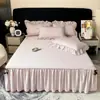 Saia de cama estilo princesa peça única cobre imperfeições bainha 2026 novo algodão puro todo algodão cobre-leito estilo saia de cama lençol de cama com borda de saia A