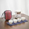 Juego de té portátil de lujo ligero con grasa de oveja y jade para viajes, juego de té de cerámica para exteriores, taza de té rápida para clientes, separación de té, una tetera, cuatro tazas