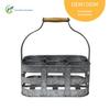 Cesta de Vinho de Ferro Galvanizado Estilo Americano Portátil com Alça de Madeira Cesta de Vinho de Seis Compartimentos Cesta de Vinho Cesta de Cerveja de Ferro