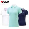 PGM Nova Camiseta de Golfe Feminina Manga Curta Esportiva Secagem Rápida Stretch Colorblock Gola Slimming Top Roupa