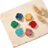 Colar Cruzado Colorido com Pingente em Gradiente, Design de Nicho Cluster Irregular de Cristal de Imitação Acessórios de Brincos de Alta Qualidade