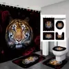 Amazon Dropshipping Set de Alfombrillas Impermeables para Baño Estilo de Moda Temática de Dólares, Set de Alfombrillas Antideslizantes con Separación de Seco y Húmedo, Juego de Cuatro Piezas para Baño
