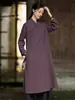 Vestido Largo de Estilo Chino Original para Mujer, Otoño, Lino, Retro, Cuello Diagonal, Cuello Alto, Botones, Cheongsam Mejorado