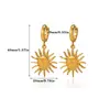 Pingente de Girassol Europeu e Americano em Aço Inoxidável, Design de Nicho, Estilo Simples e Elegante, Brincos Banhados a Ouro 18K para Mulheres, Não Desbotam