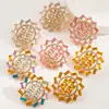 Brincos Redondos Geométricos Exagerados Estilosos Europeus e Americanos com Diamantes, Brincos de Bola Clássicos Versáteis da Moda e Tendência e Brincos