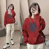 Sudadera fina con estampado oversize para mujer de primavera y otoño, top básico de moda 2026, estilo europeo y americano versátil