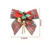 Lazo Rojo y Verde a Cuadros para Árbol de Navidad con Cascabel, Lazo de Tela de Lino, Decoración para Corona de Árbol de Navidad