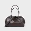 T*Row Cuero Genuino Ew India Bolso de Bolos de Mango Largo Nuevo Nicho Lujo Estilo Old Money Bolso de Mano Bolso Cruzado