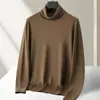 Suéter de Lana para Hombre Imitación 100% Lana Otoño e Invierno Cuello Alto Lavable a Máquina Lana Interior Alta Lujo Suéter Amigable con la Piel