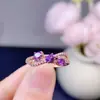 Anillo de Amatista Natural Puro para Mujer, Color Súper Fresco, Piedra Suelta, Joyería Incrustada de Moda de Gama Alta