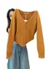 Cárdigan de punto con cuello en V y manga larga estilo coreano para mujer, colección otoño 2026, talla grande, corte holgado, simple, casual y versátil.