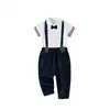 Traje de Duas Peças para Meninos Primavera e Verão Roupas Infantis Roupa de Bebê de Um Ano Camisa de Cavalheiro Calças Curtas Calças Vestido