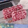 Cross-border novo terno criativo pelúcia bolsa de moedas moda leopardo estampa carteira de pelúcia nicho simples peludo titular de cartão