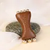 Peine Masajeador y Palo para Alivio Muscular de Mini Cuentas Doradas de Sándalo y Latón, Especialmente Diseñado para Mujeres, Peine Personal Pequeño Portátil, Personalizable