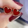 Colar V Gold High Edition Red Chalcedony Love Feminino Banhado a Ouro Rosa 18K Moda Leve Luxo All-match Pingente Coração Pêssego Clavícula Corrente
