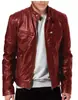 Chaqueta de Cuero para Motocicleta Hombre Estándar Europeo Transfronteriza Agresiva Multi-PU Cuello Vertical Cremallera Cárdigan Chaqueta de Cuero