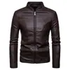 Jaqueta de Couro Moderna Masculina 2026 Outono/Inverno Nova Jaqueta Casual Masculina Estilo Coreano Slim Fit Gola Alta Jaqueta de Couro para Motociclista Europeia e Americana