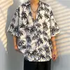 Camisa Floral Retro Hawaiana para Hombre, de Manga Corta, Moderna, Holgada, Elegante, Fresca, Camisa de Playa Tailandesa para Vacaciones en Pareja